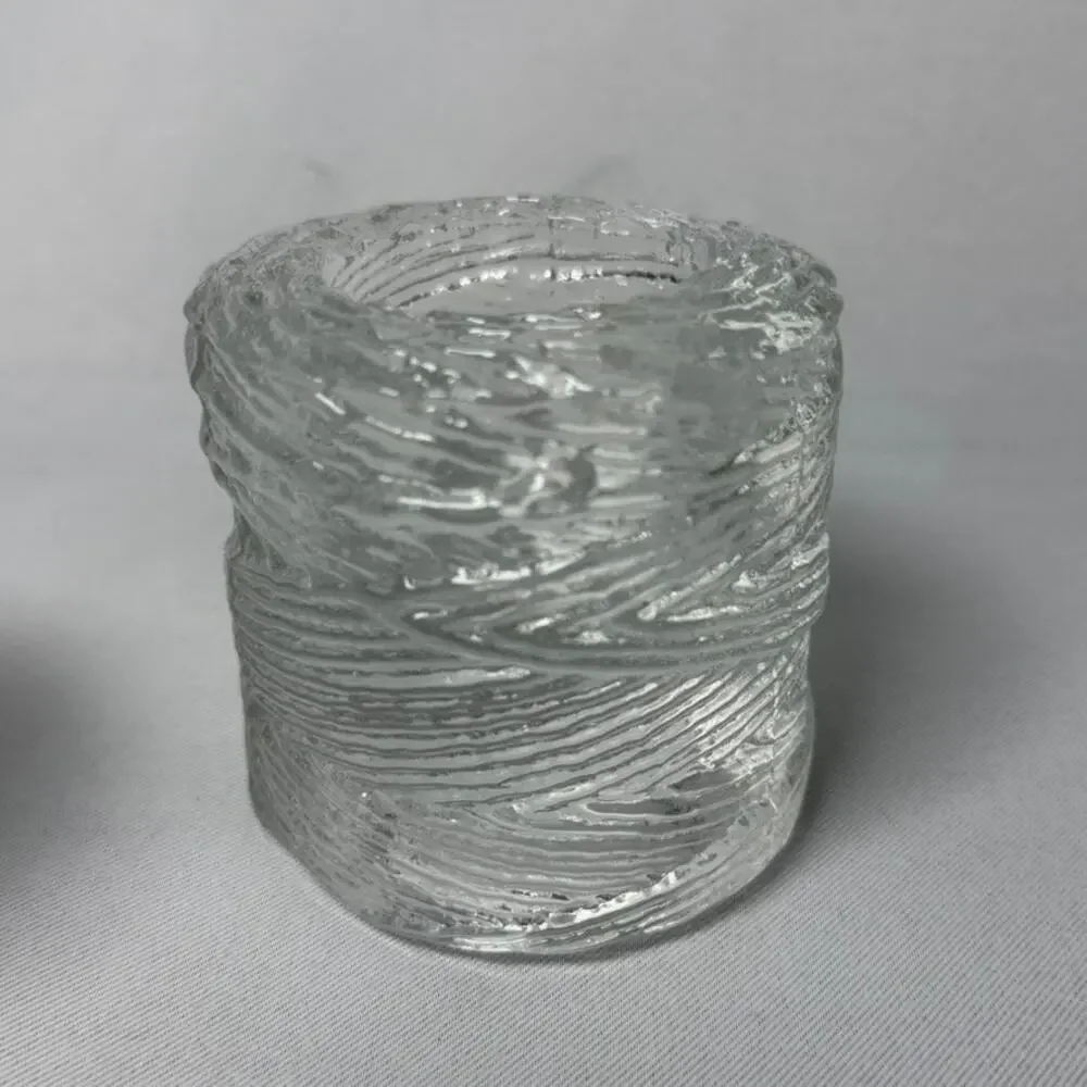 Set of 2 Simon Pearce Echo Lake Wrapped Glass Tealight Votive Candle Holders